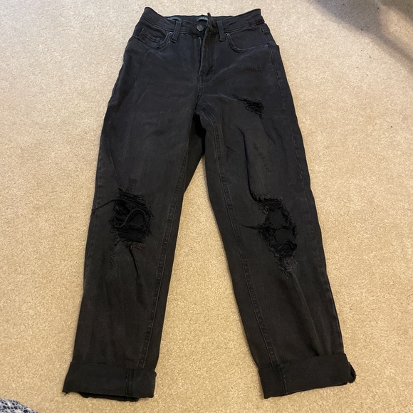 Wild Fable Black Boyfriend Jeans Distressed Denim - Picture 1 of 2